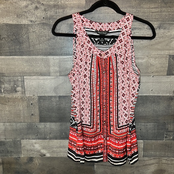 White House Black Market Red and Black Sleeveless Top - Picture 5 of 6